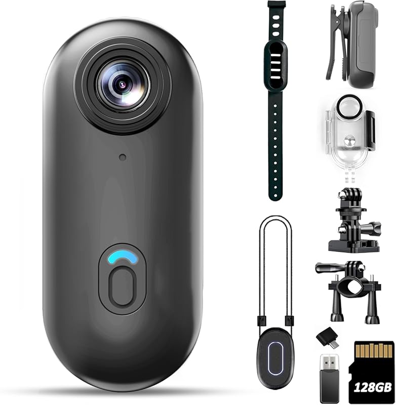 4K Mini Body Camera with 128GB Storage, Waterproof, Wearable for Hands