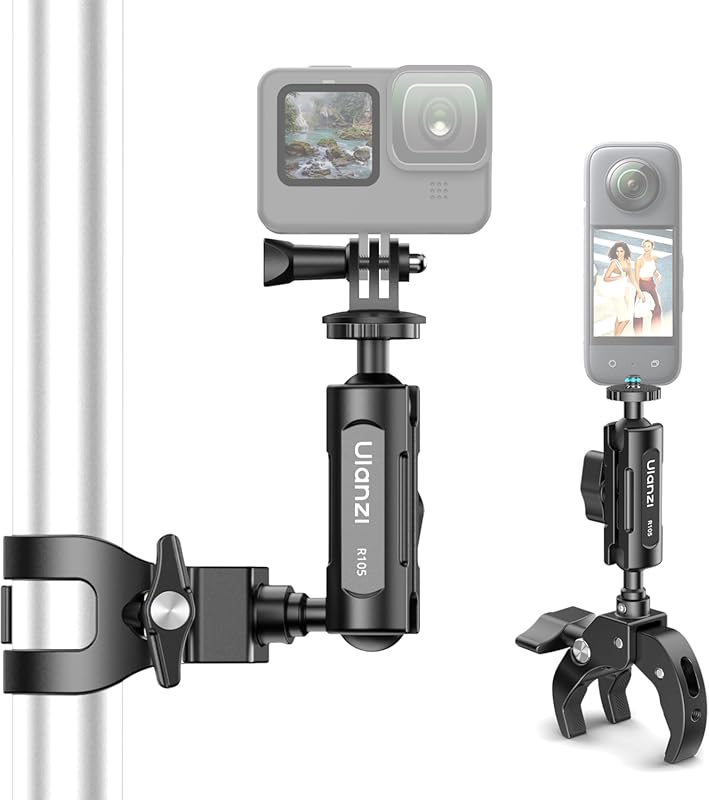 R105 Super Clamp with Dual Ballhead for GoPro, Insta360, and DJI Actio