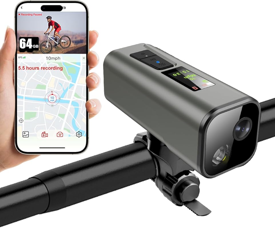 4K Action Camera with GPS, Bike Mount, and Speedometer for Cycling and