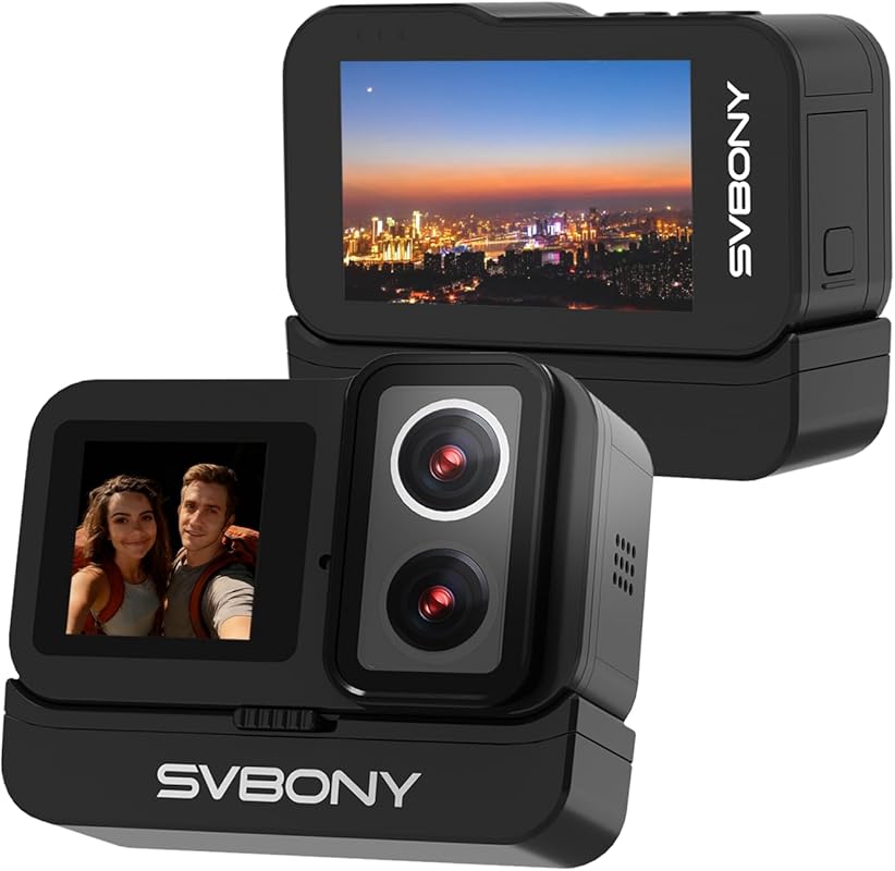 SVBONY SVGo 4K Action Camera Ultra Night Vision,Dual Lens Underwater Camera,Dual IPS Screen, 8X Z
