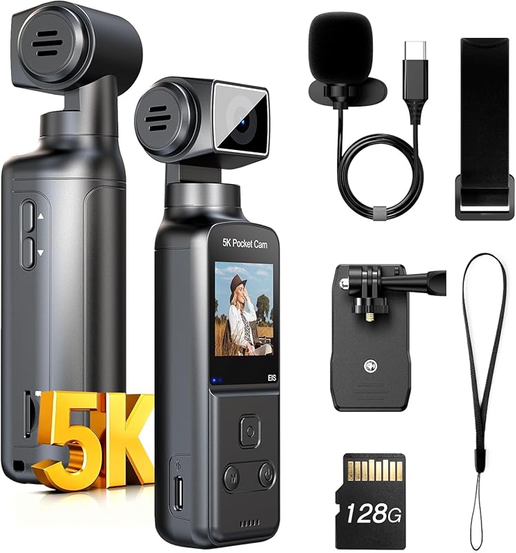 BOBLOV 5K Body Camera with Microphone, W5 Vlogging Camera, 5K/15FPS an