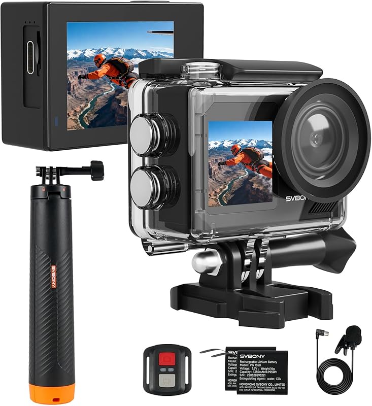 SVBONY 4K30FPS Underwater Camera with EIS 2.0, Dual Touchscreens, and