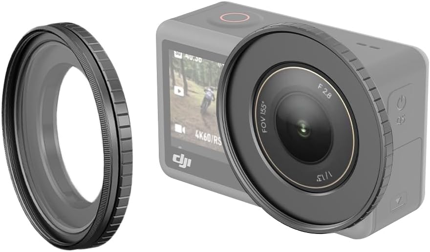 49mm Lens Filter Adapter Mount for DJI Osmo Action 4, Snap On Metal Fi