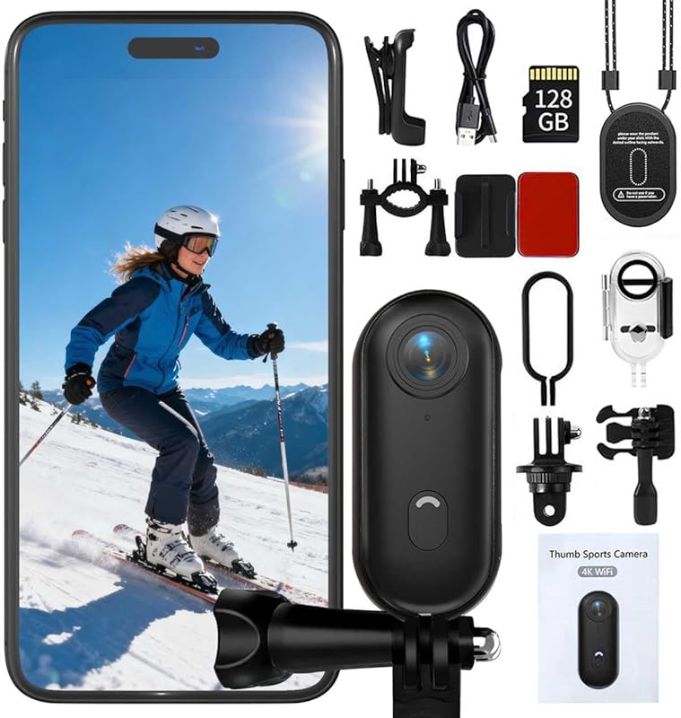 4K Thumb Action Camera | 128G Sports Camera for POV Photoshooting: Wat