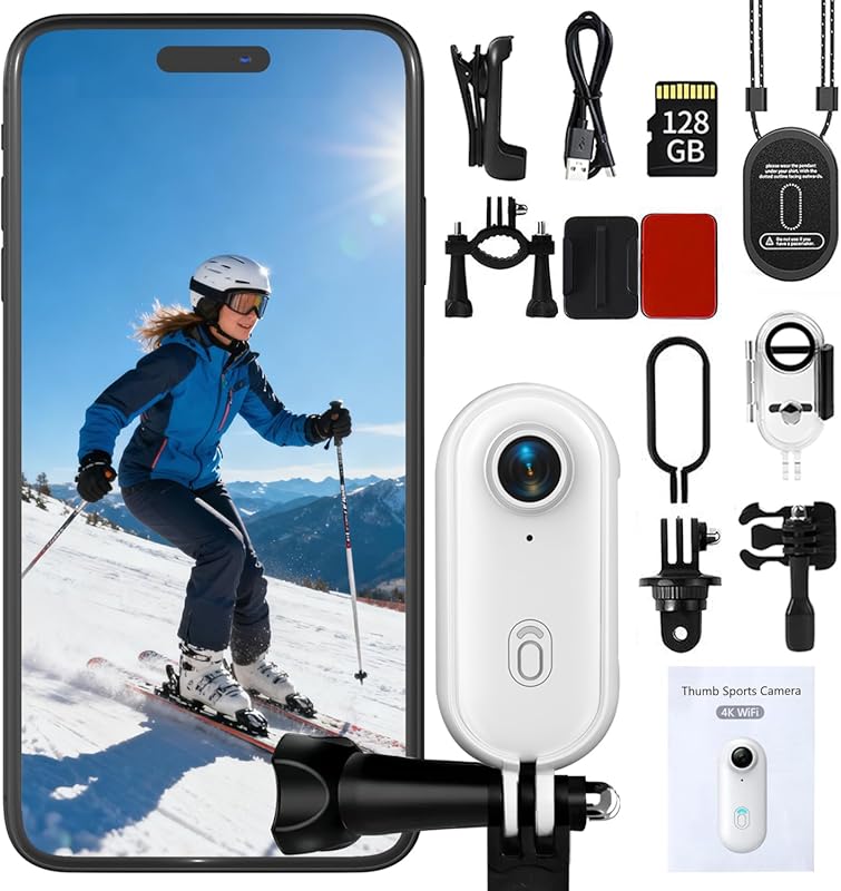 4K Thumb Action Camera | 128G Sports Camera for POV Photoshooting: Wat