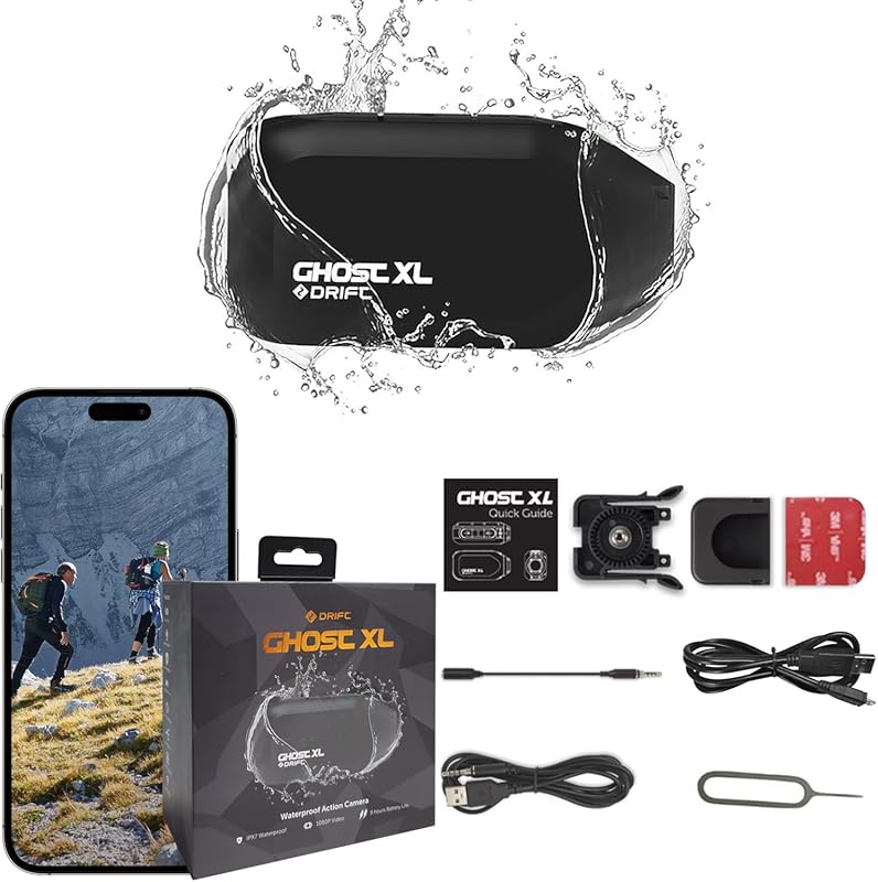 DRIFT Ghost XL Waterproof Action Camera with 9-Hour Battery and Helmet
