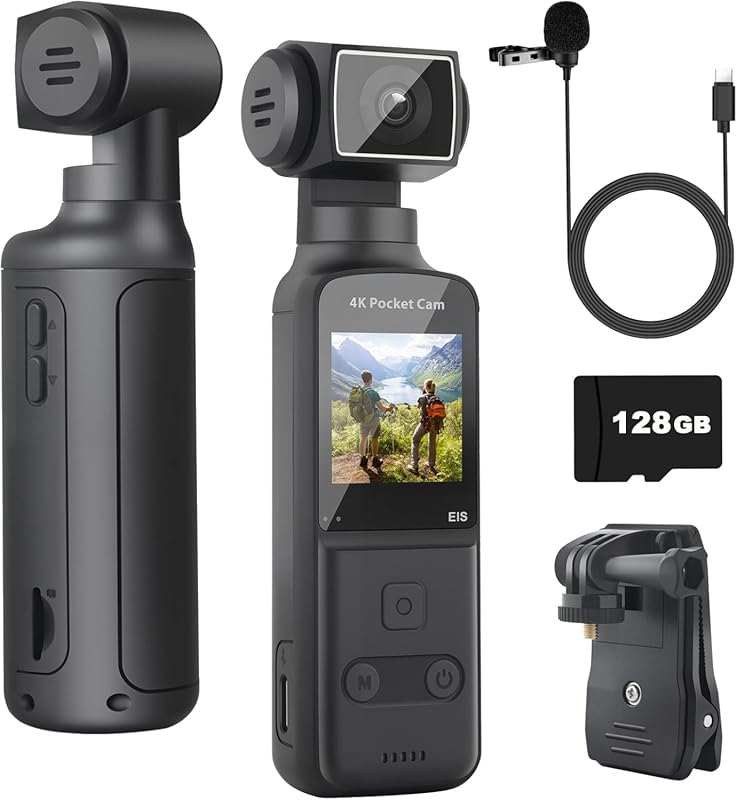 4K Body Camera with External Microphone, Mini Video & Audio Pocket Cam