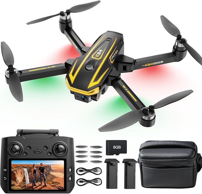 4K FPV Drone with Big Screen Controller, 2 Batteries, Carrying Case, O