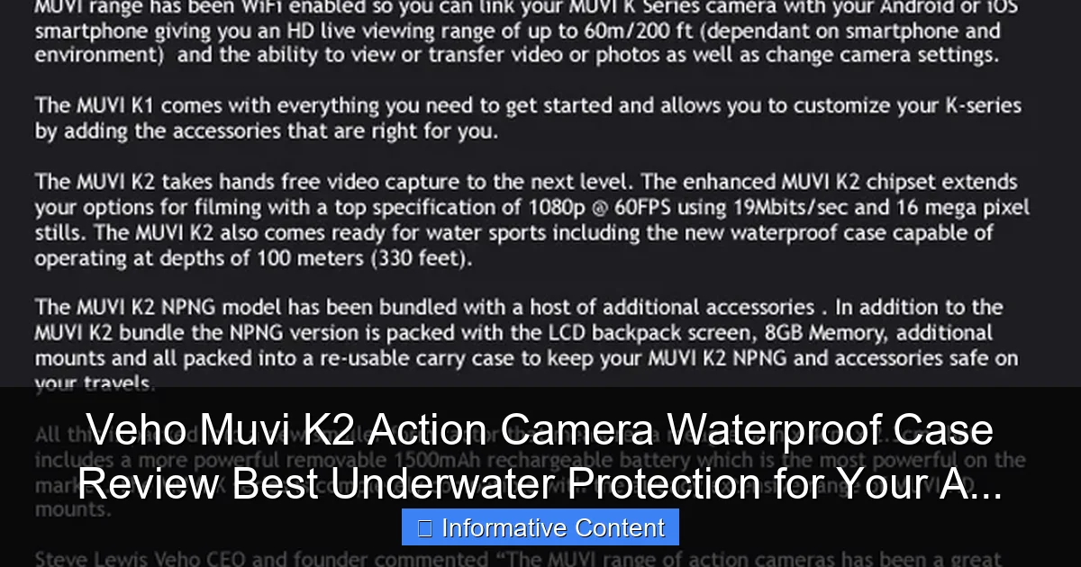 Veho Muvi K2 Action Camera Waterproof Case Review Best Underwater Protection for Your A...