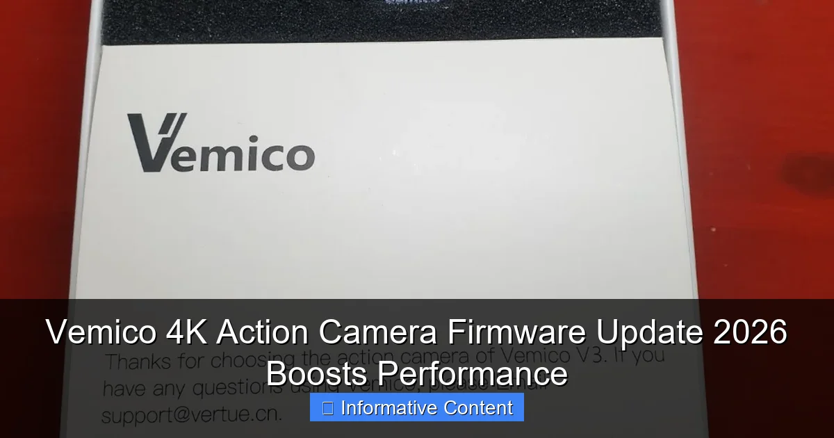 Vemico 4K Action Camera Firmware Update 2026 Boosts Performance