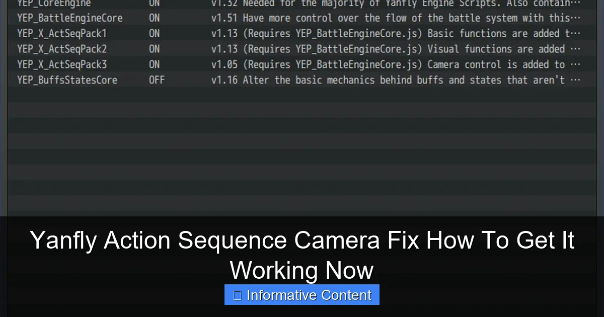 Yanfly Action Sequence Camera Fix How To Get It Working Now